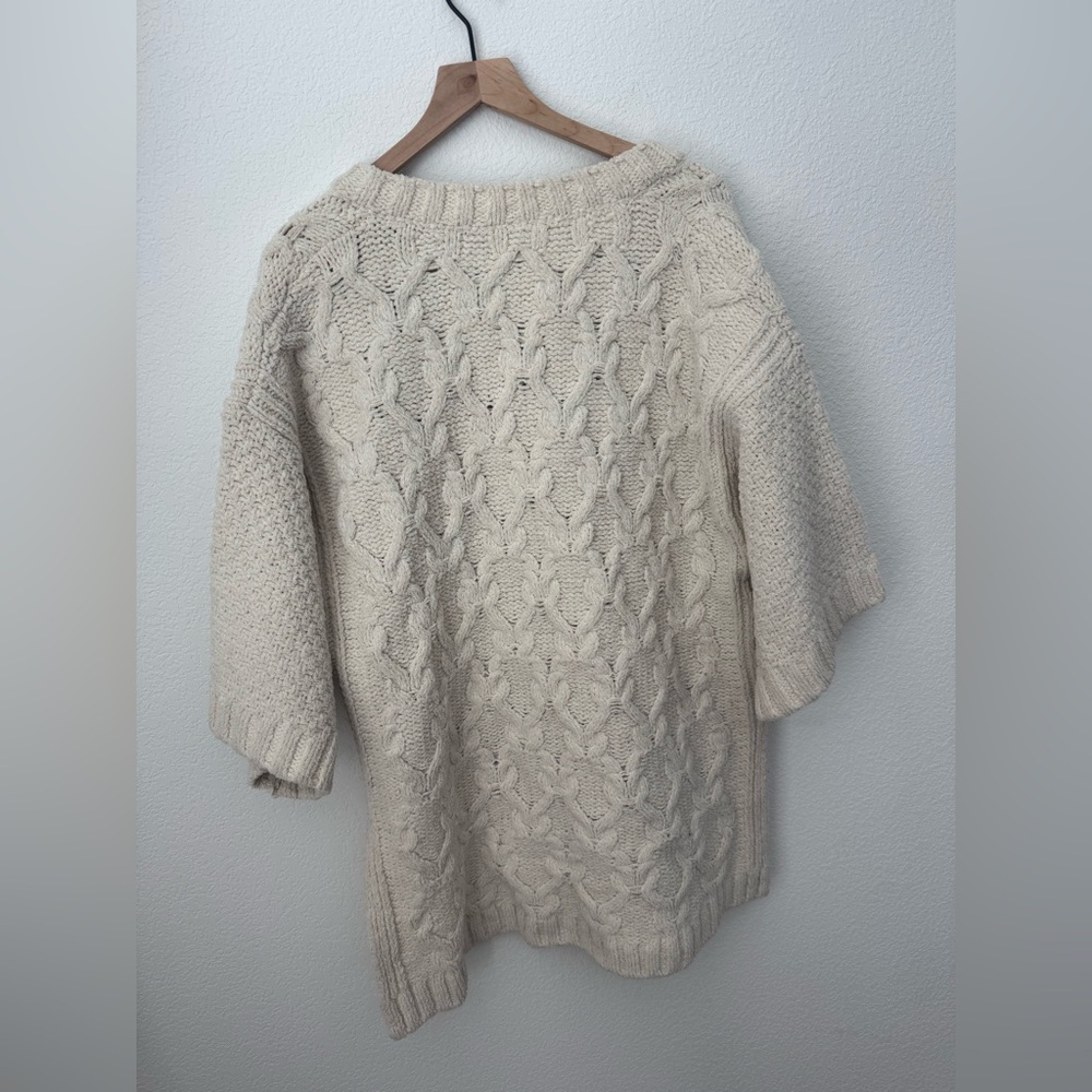 ANTHROPOLOGIE MOTH Oversized Chunky Knit V-Neck Sweater/Tunic/Top Size XS/S - Picture 6 of 8